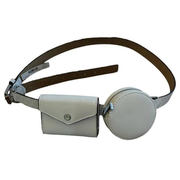 MICHAEL KORS White Leather Logo Belt Bag Fanny Pack - L/XL - Picture 3 of 5